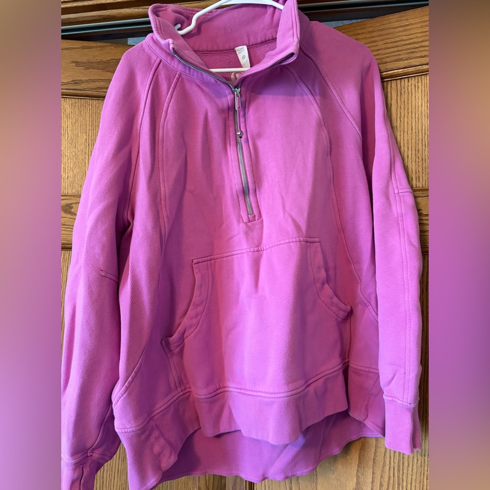 Lululemon Women’s Size XL/XXL Scuba Oversized Funnel-Neck Half Zip Pink Peony - Picture 5 of 8